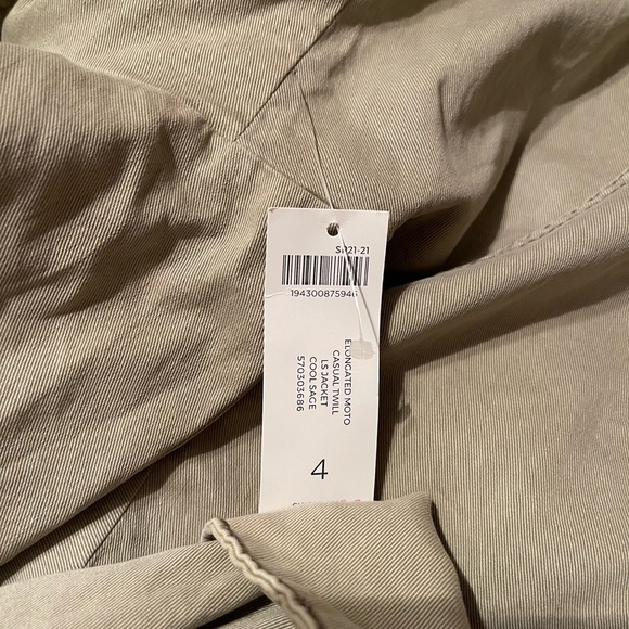 Chico’s Elongated Moto Casual Twill Denim Jacket, Cool Sage, Sz 4 (20/22) - NWT! - Picture 7 of 11